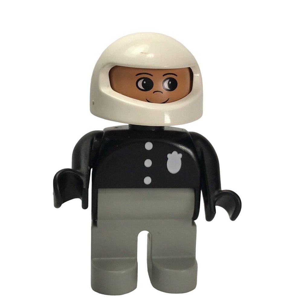 Vintage 4555 Lego Duplo Police Officer Figure Replacement Piece W/ White Helmet